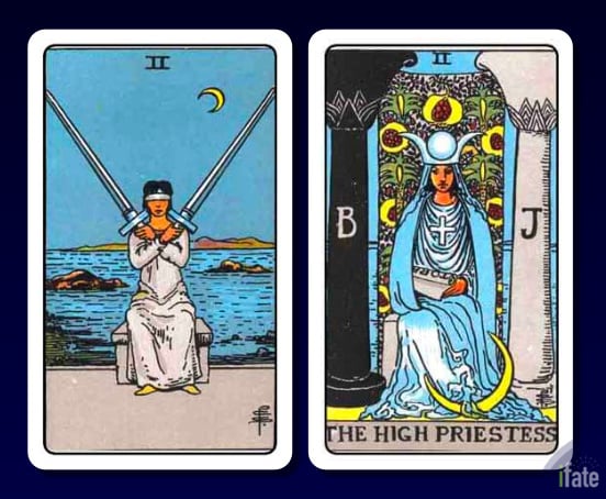 Two of Swords and High Priestess